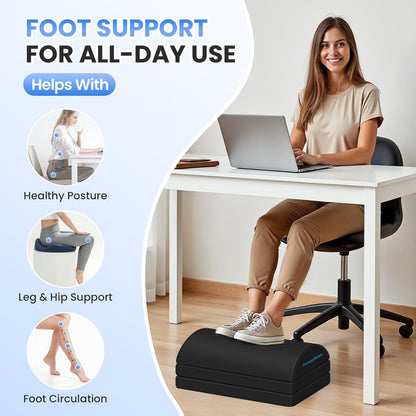 Foot Rest for under Desk at Work, Gaming Accessories Foot Stool with 3 Adjustabl