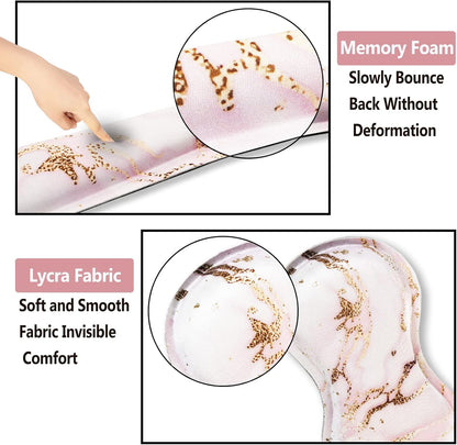 Keyboard Wrist Rest and Mouse Pad with Wrist Support Set Ergonomic Coaster, Memory Foam Mousepad Non-Slip Rubber Base Durable Comfortable for Easy Typing Pain Relief, Pink Marble