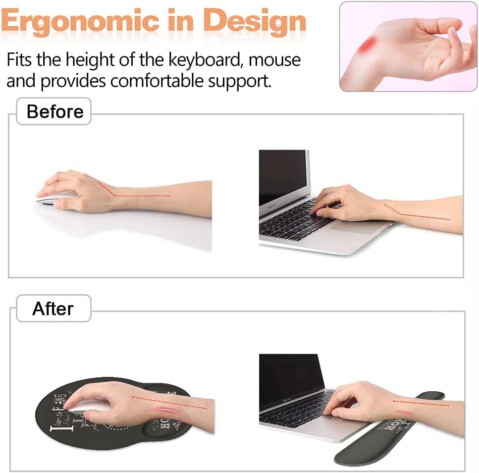 Keyboard Wrist Rest and Mouse Pad Wrist Support Set with Coasters, Non-Slip PU Base, Easy Typing and Relieve Wrist Pain, Perfect for Home Office Working Studying, Quotes Bible Verse Jeremiah 29:11