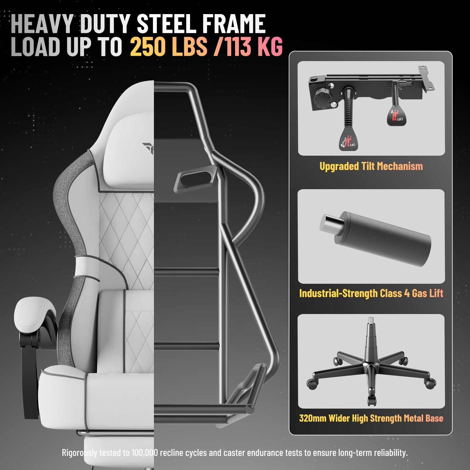Gaming Chair with Footrest Linen Fabric High Back Ergonomic Gamer Chair with Headrest and Massage Lumbar Cushion Racing Office Computer Video Game Chair for Adults, White