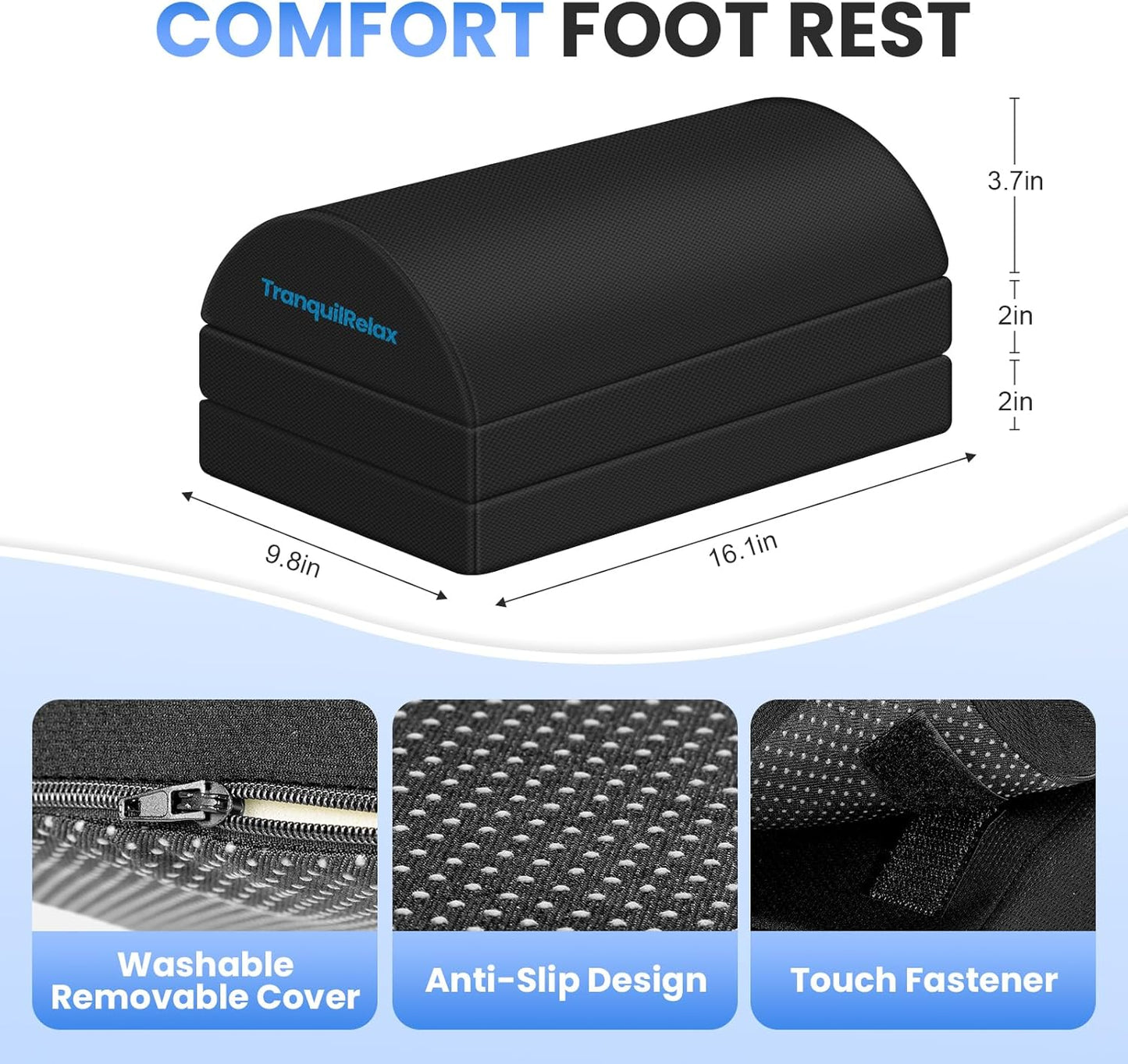 Foot Rest for under Desk at Work, Gaming Accessories Foot Stool with 3 Adjustabl