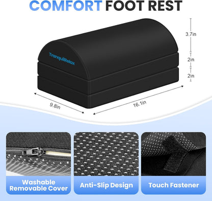 Foot Rest for under Desk at Work, Gaming Accessories Foot Stool with 3 Adjustabl