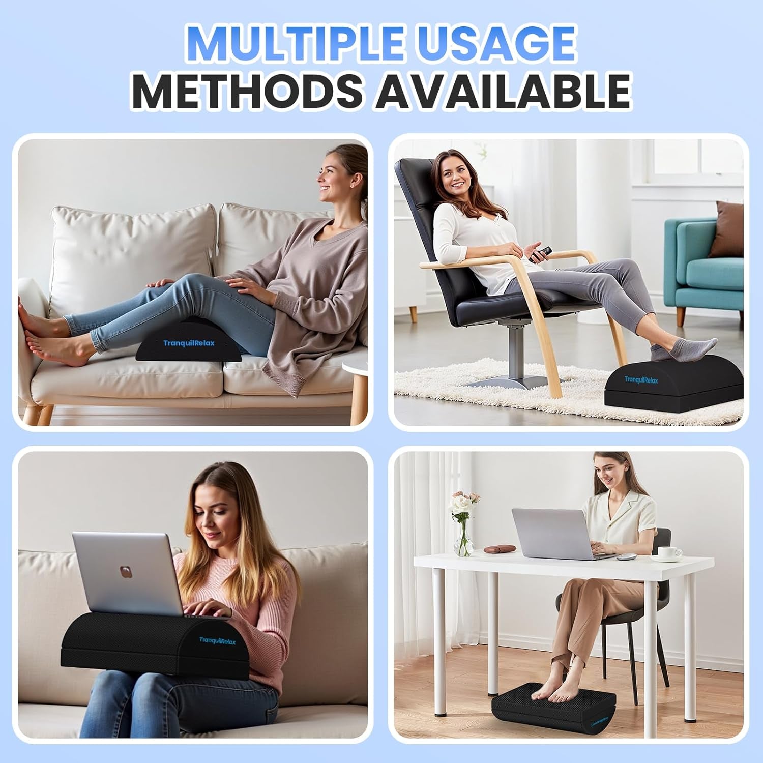 Foot Rest for under Desk at Work, Gaming Accessories Foot Stool with 3 Adjustabl
