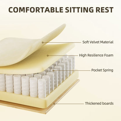 Velvet Fabric Gaming Chair with Footrest High Back Ergonomic Gamer Chair with Headrest and Massage Lumbar Cushion Racing Reclining Video Game Chair for Adults, Beige