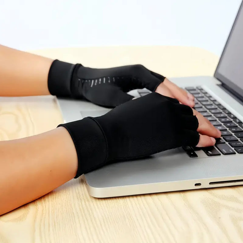 2 Pairs Copper Arthritis Compression Gloves Hand Support Pain Relief Joint Self